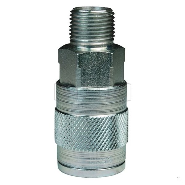 J Series Tru-Flate Automotive Male Quick Disconnect Pneumatic Coupler, 1/2-14 Nominal, Steel